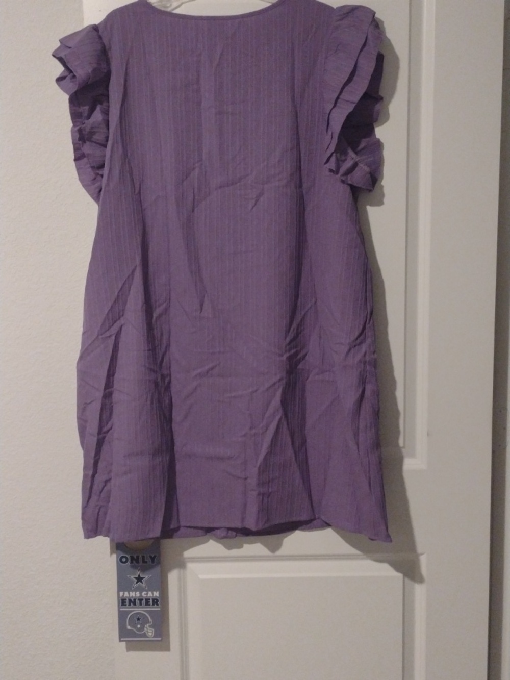 Lavender Ruffled Sleeve Shift Dress With Earrings New - Picture 5 of 7